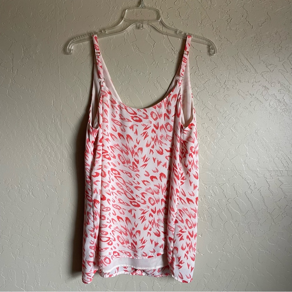 CABI #267 Pink Coral Animal Print Sleeveless Tank Top Women’s Medium Lined - Picture 8 of 13